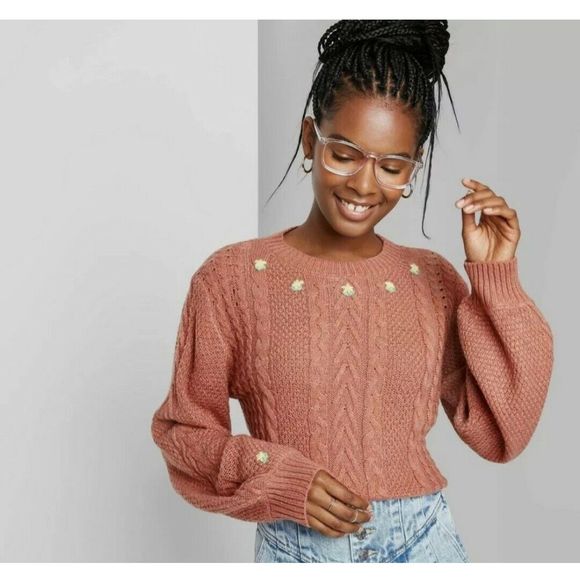 wild fable Sweaters - Wild Fable Sweater w Flower Embroidery Size M